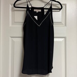 NWT Women’s Loft V Neck Camisole Black with White Piping - Size XS